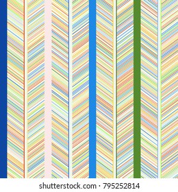 Line Ethnic. Geometric Pattern in Ethnic Style. Stylized Feathers. Line Ethnic for Wallpaper, Textures, Textiles, Fabrics, Surface Textures, Wrapping Paper. Straight Lines Colorful Background. Funny.