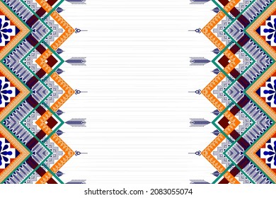 Diseño de patrones étnicos de línea. Moqueta de tela azteca mandala adorno boho chevron decoración textil papel de pared. Antecedentes del vector tradicional del bordado del pavo tribal africano 
