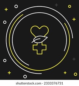 Line Ethnoscience icon isolated on black background. Gardening, ethnoscience and organic concept. Colorful outline concept. Vector