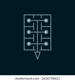 Line Evacuation plan icon isolated on black background. Fire escape plan. Flat filled outline style with shadow. Vector