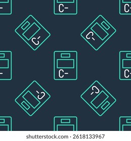 Line Exam paper with incorrect answers survey icon isolated seamless pattern on black background. Bad mark of test results.  Vector