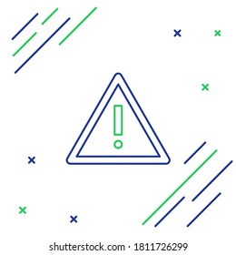 Line Exclamation mark in triangle icon isolated on white background. Hazard warning sign, careful, attention, danger warning important sign. Colorful outline concept. Vector