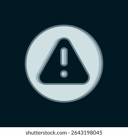 Linha Ponto de exclamação no ícone de triângulo isolado no plano de fundo preto. Sinal de perigo, cuidado, atenção, aviso de perigo importante. Estilo de contorno preenchido plano com sombra. Vetor
