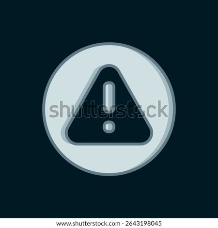 Line Exclamation mark in triangle icon isolated on black background. Hazard warning sign, careful, attention, danger warning important. Flat filled outline style with shadow. Vector