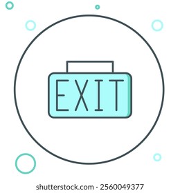 Line Exit icon isolated on white background. Fire emergency icon. Colorful outline concept. Vector