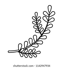 line exotic branches tropical leaves style