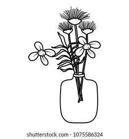 line exotic flowers preserves inside mason jar