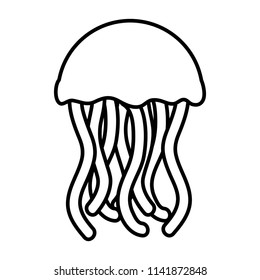 line exotic jellyfish marine animal with tentacles