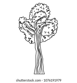 line exotic tree stalk with leaves style