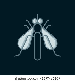 Line Experimental insect icon isolated on black background. Flat filled outline style with shadow. Vector