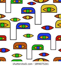 Line eye modern vector repeat pattern.