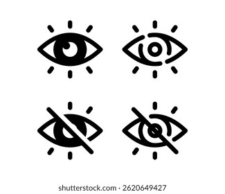 Line eye vector icons collection. Visible and hidden icon sign symbol