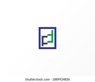 line F or FF in square shape logo design concept