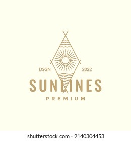 line fabric with sun and sea hipster logo design, vector graphic symbol icon illustration creative idea