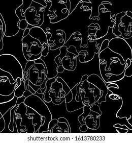 Line face, black and white creative texture with abstract woman face in minimal style, simple beauty design, Hand drawn vector illustration for your contemporary creative trendy fashion design, poster