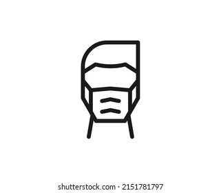 Icono de máscara facial de línea aislado en fondo blanco. Símbolo de esquema para diseño de sitio web, aplicación móvil, ui. Pictograma de higiene. Ilustración vectorial, с editorial k. 