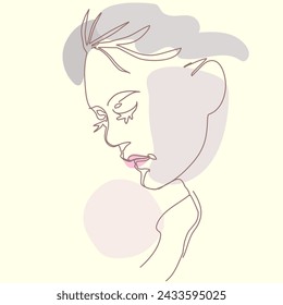 line faces, couple man and woman. vector illustration. Modern single line art