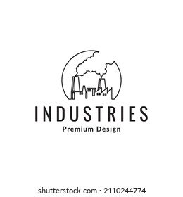 line factories and smoke logo design, vector graphic symbol icon sign illustration