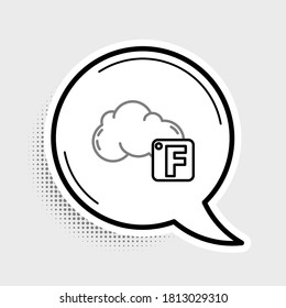 Línea Fahrenheit e icono de nube aislados en fondo gris. Concepto de esquema colorido. Vector