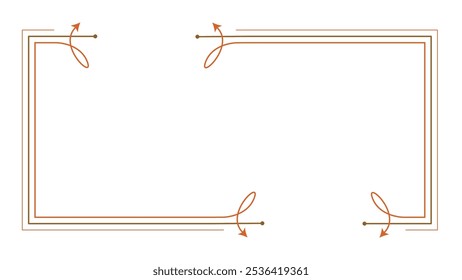 Line fame with arrows ending tripple border isolated on transparent background. Photo frame vector illustration.