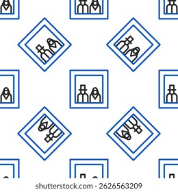 Line Family photo icon isolated seamless pattern on white background. Colorful outline concept. Vector