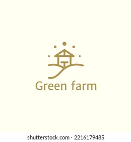 Line farm and field logo with simple rustic bright gold stars.
