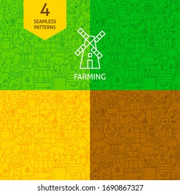 Line Farming Patterns. Vector Illustration of Outline Background.