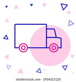 Line Fast round the clock delivery by car icon isolated on white background. Colorful outline concept. Vector