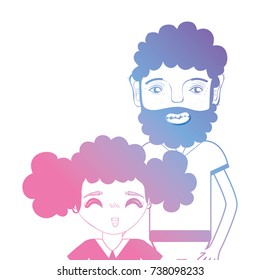 line father and daughter together with hairstyle design