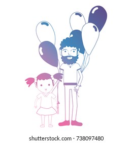 line father and dauther together with balloons design