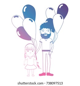 line father and dauther together with balloons design