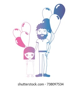 line father and dauther together with balloons design