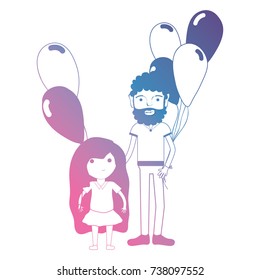 line father and dauther together with balloons design