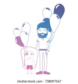 line father and dauther together with balloons design