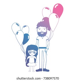 line father and dauther together with balloons design