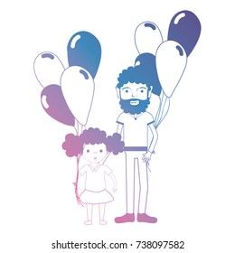 line father and dauther together with balloons design