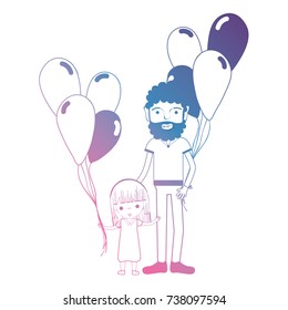 line father and dauther together with balloons design