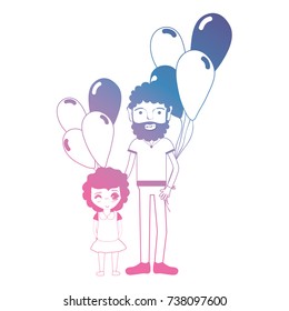 line father and dauther together with balloons design