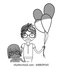 line father with his daughter and balloons