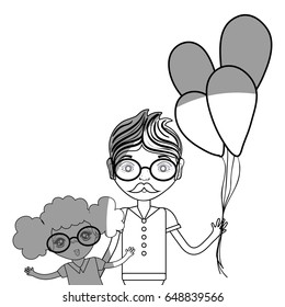 line father with his daughter and balloons