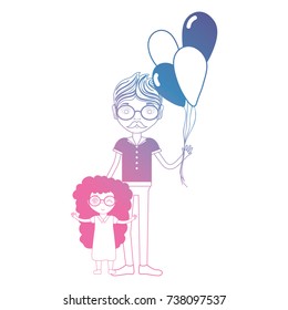 line father with his daughter and balloons design