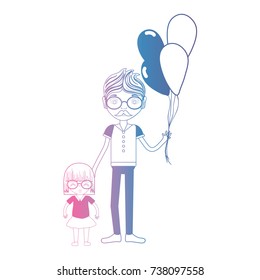 line father with his daughter and balloons design
