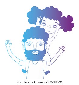 line father playing his daughter with clothes design
