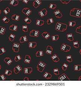 Line FB2 File icon isolated seamless pattern on black background.  Vector