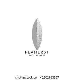 Plantilla de diseño de logotipo de plumas de línea ilustración vectorial plana para marca. Logotipo de símbolo de línea elegante en fondo blanco