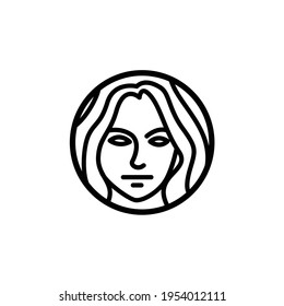 line female face in the circle shape beauty and spa logo design vector