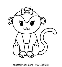 line female monkey cute animal with ribbon bow