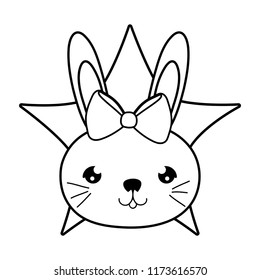 line female rabbit head with ribbon bow and star