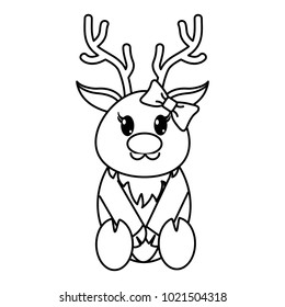 line female reindeer cute animal with ribbon bow