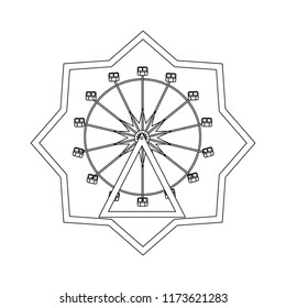 line ferris wheel mechanical game inside star